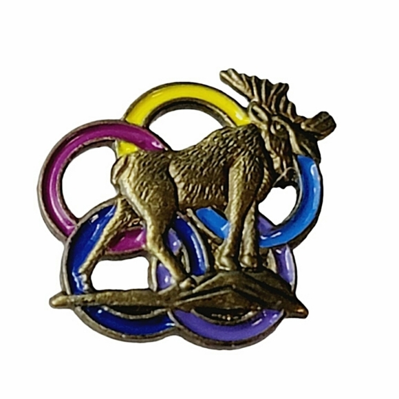 Vintage Loyal Order of Moose Olympic Rings Tie Tac/Lapel Pin - Picture 1 of 5